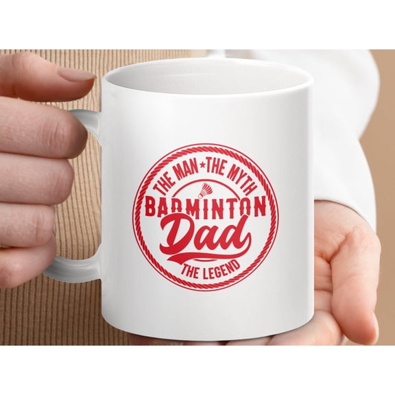Badminton Dad Mug, The Man The Myth The Legend Coffee Cup, Sports Gift for Fathers