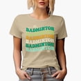thumbnail image 1 of Badminton, Groovy Retro Wavy Text Merch Gift, Tan T-Shirt, Small, 1 of 5