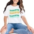 thumbnail image 1 of Badminton, Groovy Retro Wavy Text, White Comfort Colors T-Shirt, Small, 1 of 1