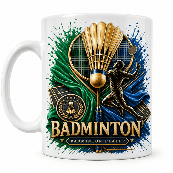 Badminton Mug Dynamic Shuttlecock Design for Badminton Player Gift