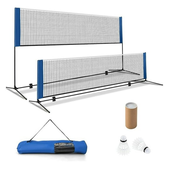 Badminton Net, Height Adjustable Tennis Net Set w/Poles, 2 Birdies & Carry Bag, Easy Setup Pickleball Net Sports Net, Portable Volleyball Net for Indoor & Outdoor Game Beach, Backyard