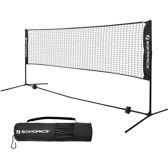 SONGMICS Badminton Net Set Portable Sports Set for Badminton Tennis Kids Volleyball Pickleball Easy Setup Nylon Net with Poles for Indoor Outdoor Court,10FT