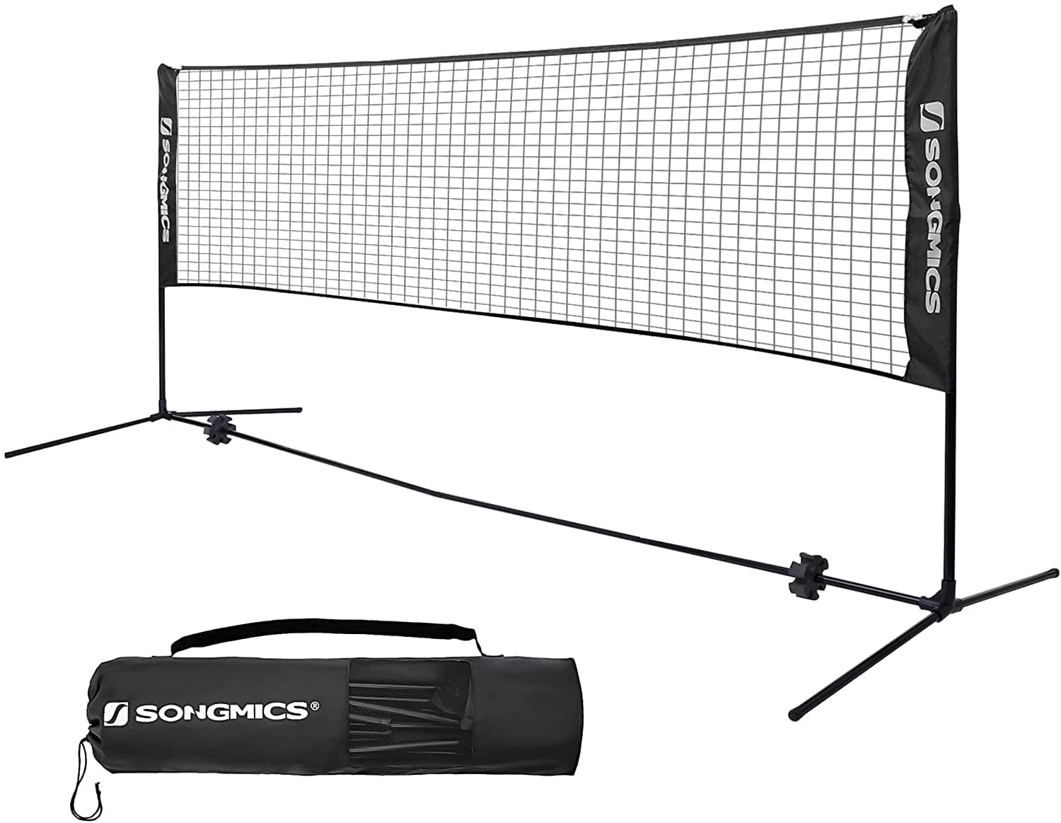 SONGMICS Badminton Net Set Portable Sports Set for Badminton Tennis Kids Volleyball Pickleball Easy Setup Nylon Net with Poles for Indoor Outdoor Court,10FT