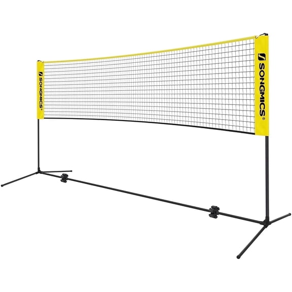 SONGMICS Badminton Net Set Portable Sports Set for Badminton Tennis Kids Volleyball Pickleball Easy Setup Nylon Net with Poles for Indoor Outdoor Court,13FT
