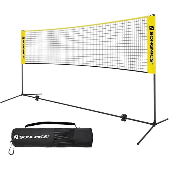 SONGMICS Badminton Net Set Portable Sports Set for Badminton Tennis Kids Volleyball Pickleball Easy Setup Nylon Net with Poles for Indoor Outdoor Court,10FT