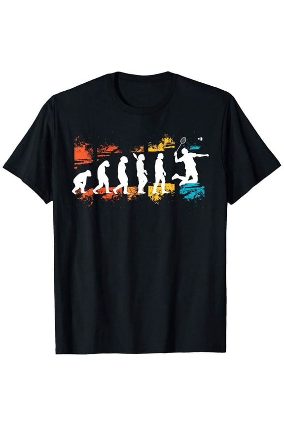 Badminton Player Evolution Shuttlecock Badminton Racket T-Shirt