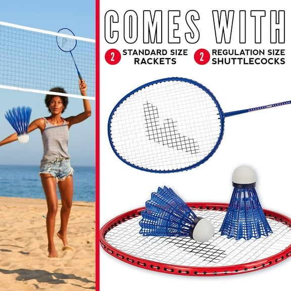 Badminton Racket & Birdie Set - Aluminum Frame Rackets & Nylon Shuttlecocks for Kids & Adults