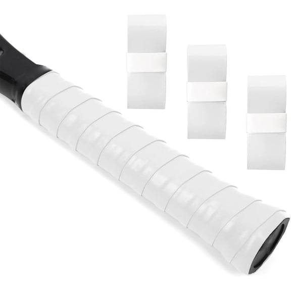 Badminton Racket Grip Tape 3-Pack | Sweat Absorbing Antiskid Handle Wraps | Durable Multi-Layer Breathable Overgrip Straps | White | Enhanced Comfort for Tennis, Pickleball, Racquet Sports