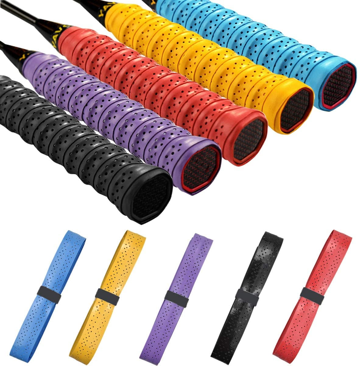 Grips Pour Raquettes De Tennis/badminton - Lot De 10 - Couleurs Variées - PU Antidérapant - 110cm X 2.5cm