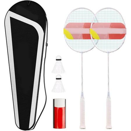 Badminton Racket, Offense and Defense in One, Lightweight Carbon Fiber Durable Racket Set, Includes 2 Rackets, 2 Shuttlecocks, and 1 Carrying Case