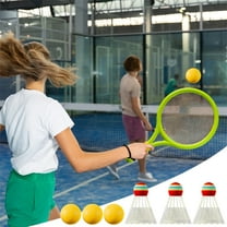 Badminton Racket Set for Beginners | Lightweight Plastic Double Rackets | Tennis and Badminton Play Kit | Indoor Outdoor Recreation | Includes 2 Rackets 2 Birdies | Blue Red | 15.35x9.06in