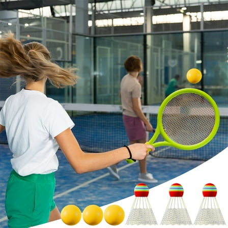 Badminton Racket Set for Beginners | Lightweight Plastic Double Rackets | Tennis and Badminton Play Kit | Indoor Outdoor Recreation | Includes 2 Rackets 2 Birdies | Blue Red | 15.35x9.06in