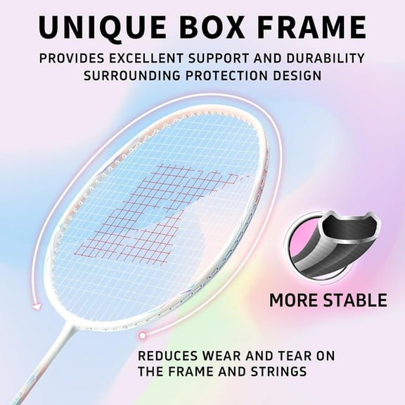 Badminton Racket Set with 2 Carbon Shaft Rackets, 1 Grip Tape, 1 Carry Bag for Beginners Outdoor Games