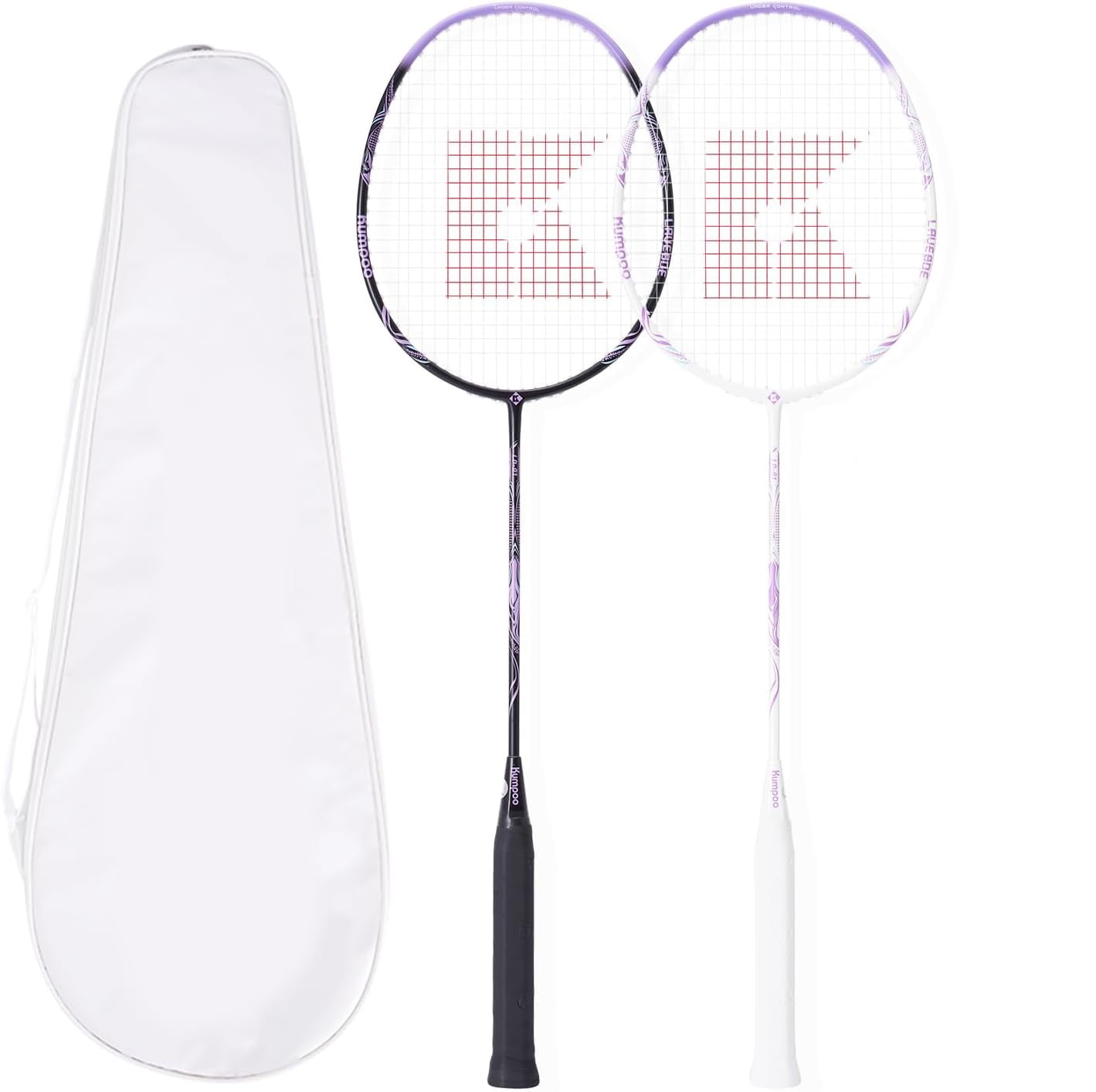 Badminton Racket Set with 2 Carbon Shaft Rackets, 3 Shuttlecocks, 2 Overgrips and 1 Racket Bag - Lightweight Racquets for Players Outdoor Games