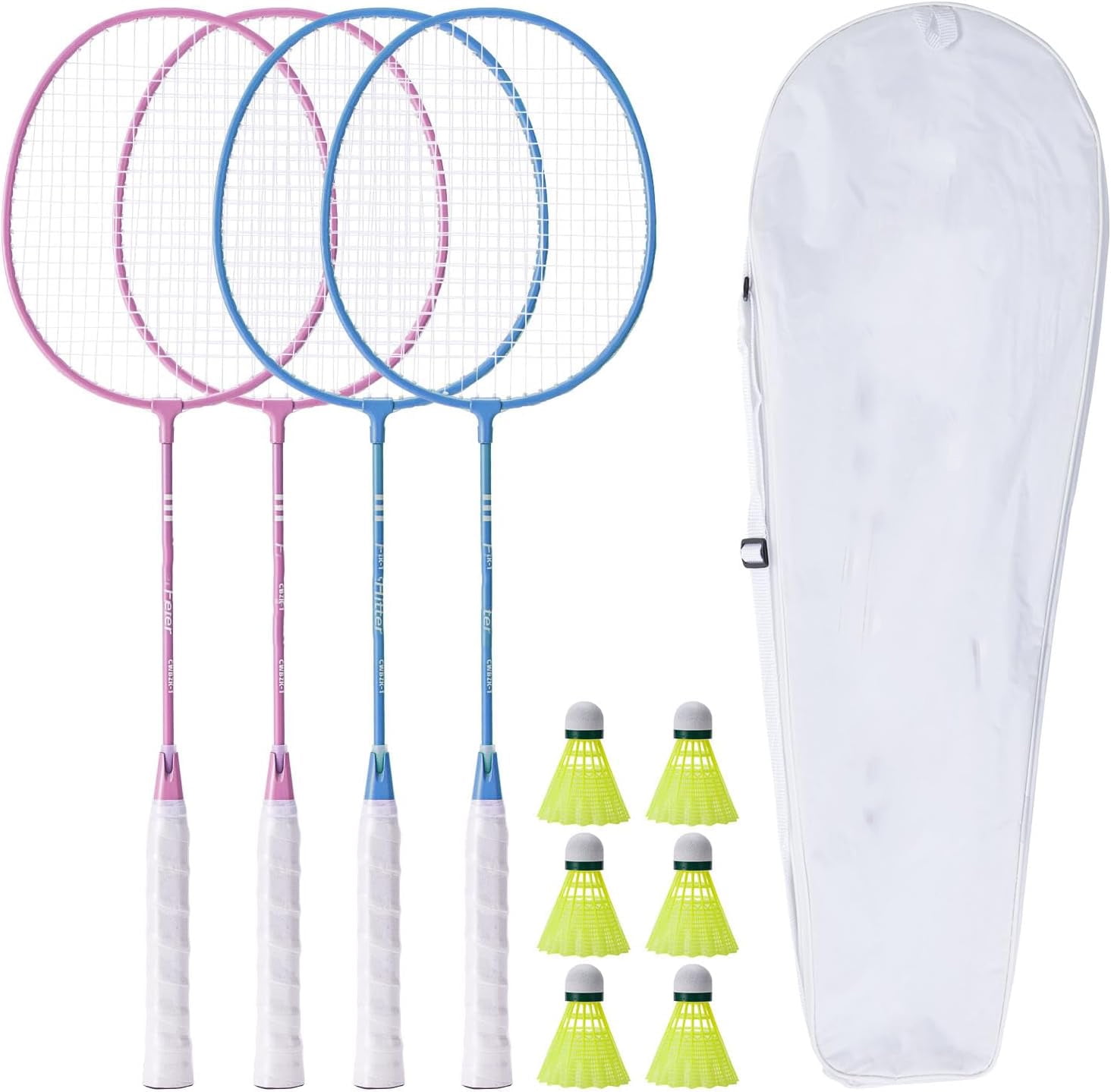 Badminton Racket Set with Carrying Bag, Carbon Fiber or Alloy Steel