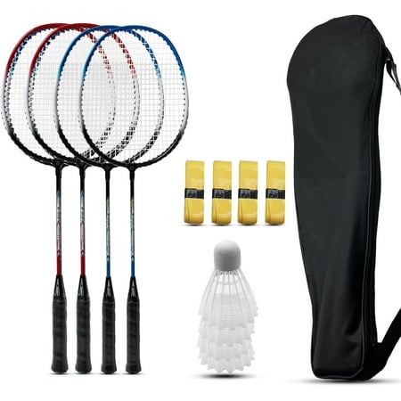 Badminton Rackets Set, Including Racquets, Shuttlecocks, Replacement Grip Tapes & Carry Bag