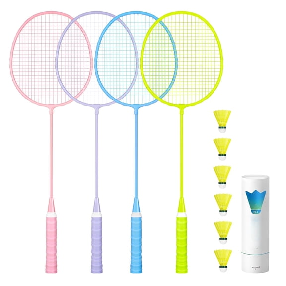 Badminton Rackets Set, Lightweight Badminton Set Includ 4/6 PCS Rackets, 6 Birdies, Outdoor Backyard Games, Racquets for Adults, Teens, Family Beginner