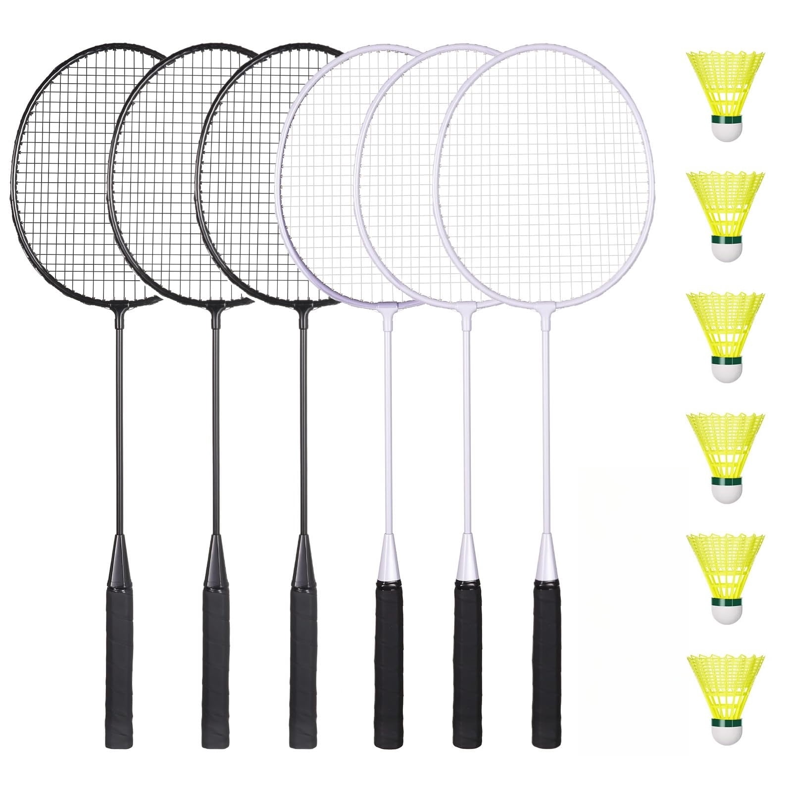 Badminton Rackets Set, Lightweight & Durable Badminton Set (Includes 6/12 Racquets, 6/12 Birdies), Outdoor Backyard & School Games for Adults, Families and Beginners