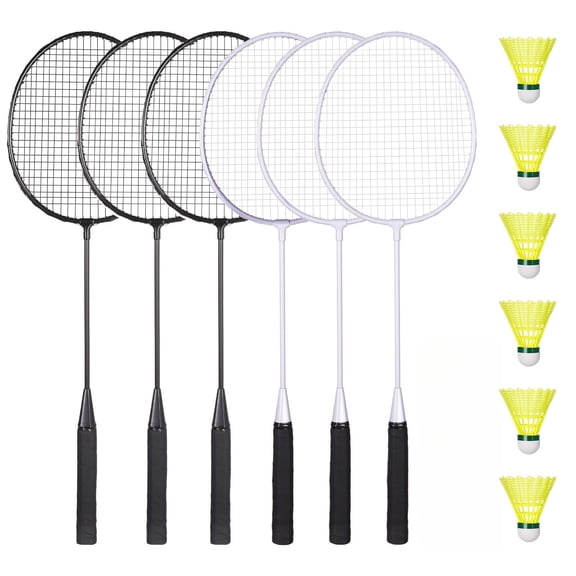 Badminton Rackets Set, Lightweight & Durable Badminton Set (Includes 6/12 Racquets, 6/12 Birdies), Outdoor Backyard & School Games for Adults, Families and Beginners