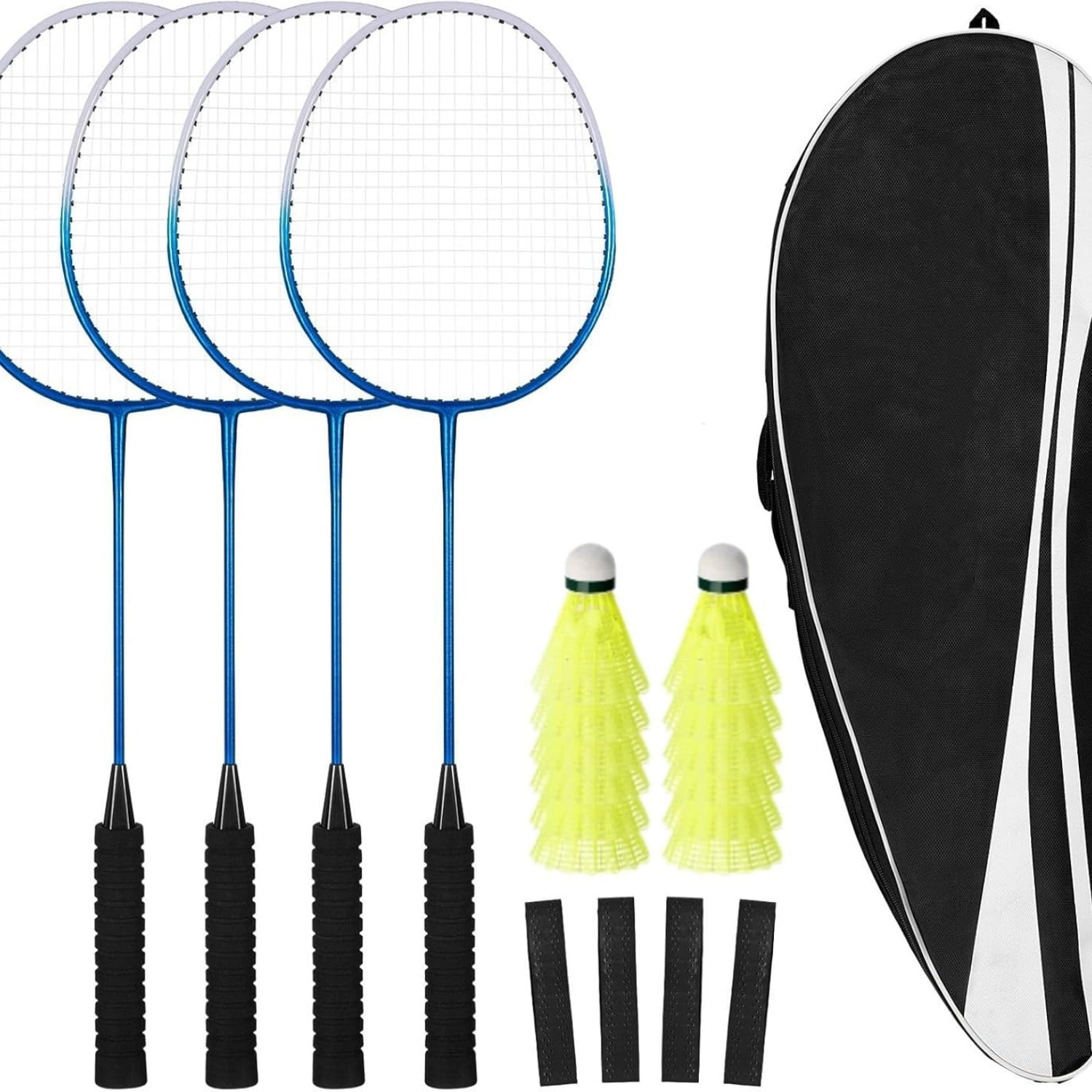 Badminton Rackets Set for Backyards, Badminton Set, Includ 2/4 Rackets, 6/12 Birdies, 1 Carrying Bag, Outdoor Game for Adult Family Kid Beginner