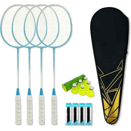 Badminton Rackets Set with Shuttlecocks, Grips & Bag