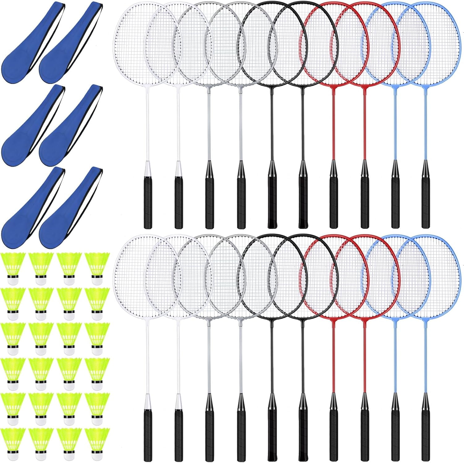 Badminton Rackets Set with Shuttlecocks and Carrying Bags, Sturdy Lightweight Badminton Rackets Racquet for Adults Beginners Indoor Outdoor Backyards
