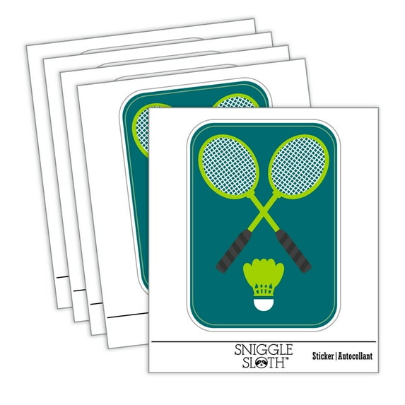 Badminton Rackets and Shuttlecock Birdy Car Window Bumper Water Bottle Phone Tablet Laptop Waterproof Vinyl Decal Sticker Set 5-Pack - Gloss Finish - 3.0"