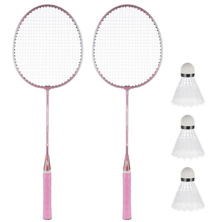 Badminton Rackets Shuttlecocks Set, 2 Carbon Fiber Badminton Rackets Set with 3 Birdies Racquet Case, Badminton Set for Backyard or Outdoor Games