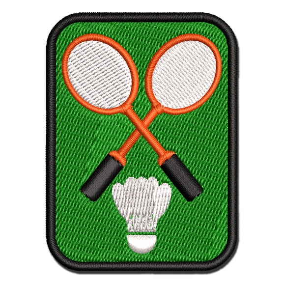 Badminton Rackets and Shuttlecock Birdy Applique Multi-Color Embroidered Hook & Loop Patch - 3.5 Inch Large