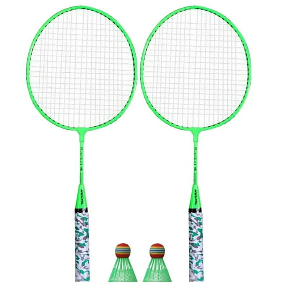 Badminton Rackets for Children,Shuttlecocks Racquet Sports Set with 2 Balls Players Indoor Outdoor Sport Green