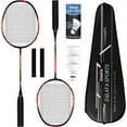 thumbnail image 1 of Badminton Racquets Set Professional Badminton Rackets Lightweight,4 Pack/2 Pack Carbon Fiber, 3 Feather Shuttlecocks, with Protect Case & Overgrip,for Beginners,Advanced Players, 1 of 17