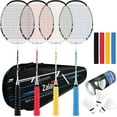 thumbnail image 1 of Badminton Racquets Set Professional Badminton Rackets Lightweight,4 Pack/2 Pack Carbon Fiber, 3 Feather Shuttlecocks, with Protect Case & Overgrip,for Beginners,Advanced Players, 1 of 9