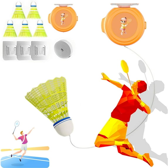 Badminton Rebound Trainer,Badminton Self Training,Badminton Trainer Set,Badminton Single-Player Rebound Trainer,Self-Study Stretch Badminton Rebound Device Elastic Badminton Trainer Set(6 Balls)