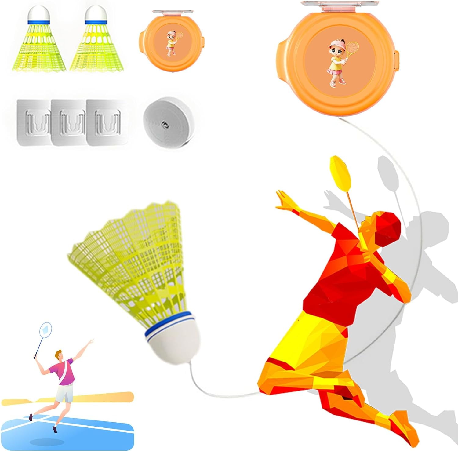 Badminton Rebound Trainer Höhenverstellbar - Selbsttraining Gerät Für Garten Wohnzimmer