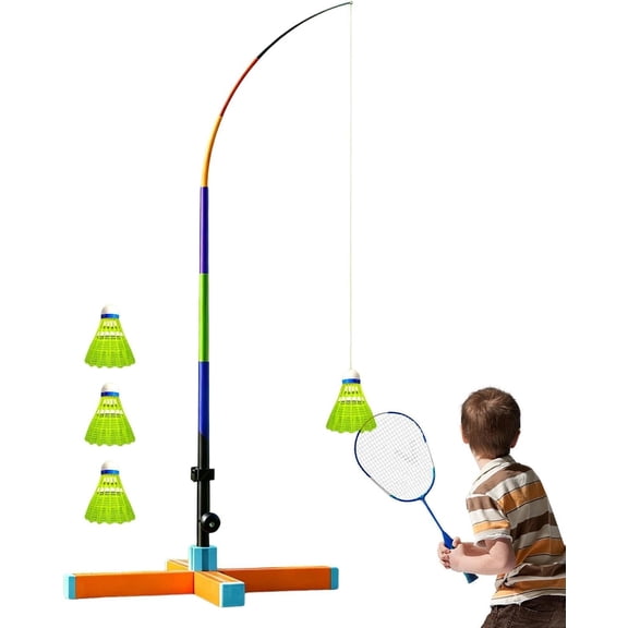 Badminton Rebound Trainer Set, Rebound Mount Hanging Badminton Trainer Automatic Rebound Single Player Badminton Practice Kit, Portable Solo Training Equipment for Kids, Adults and Beginners