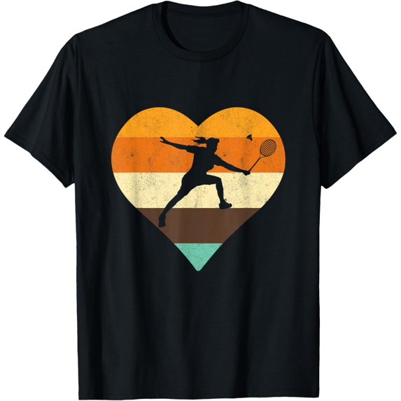 Badminton Retro Heart Badminton Vintage Women Badminton T-Shirt