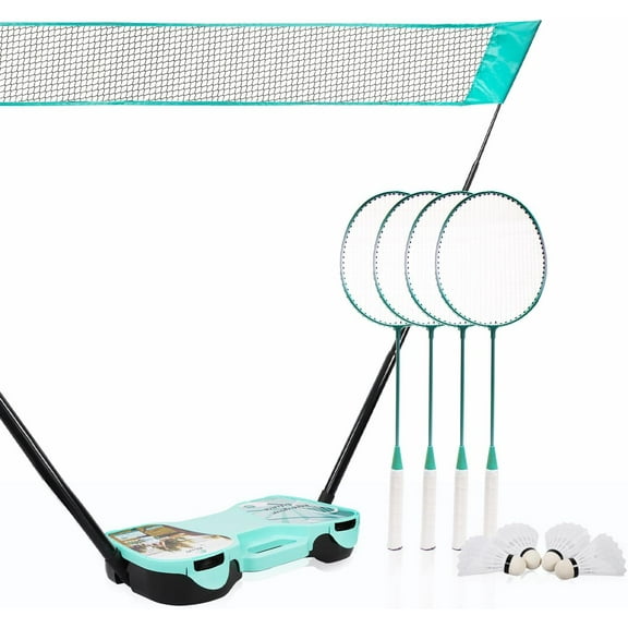 EasyGo Badminton Set with Net, 4 Rackets, 4 Shuttlecocks, Portable Storage Box, for Backyards, Outdoor Games, Yard Games | Badminton Set, Outdoor Games, Yard Games