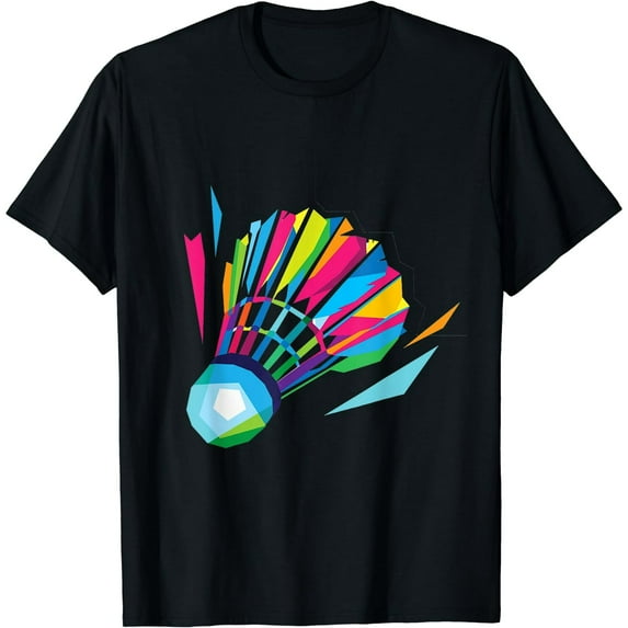Badminton Shuttlecock Colorful T-Shirt Casual Short Sleeve Tee Unisex