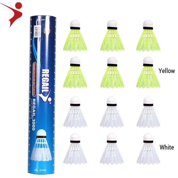 Badminton Shuttlecock for Indoors Badminton Birdies, 12Pcs Imitation Nylon Feather Bedminton Shuttlecocks Plastic Birdies Ball Set for Softball Baseball Batting Training