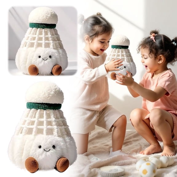Badminton Shuttlecock Plush - Cute Stuffed Doll With Hanging Loop For Indoor & Outdoor Decor(White-5.9In)#4604