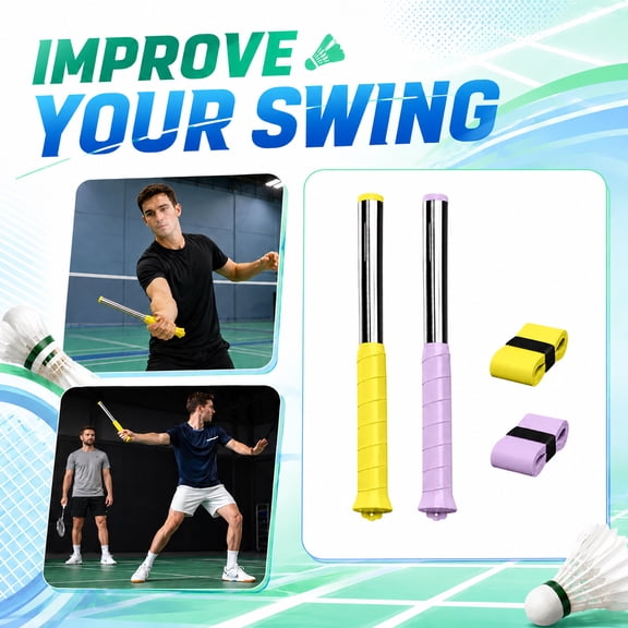 Badminton Swing And Power Trainer For Practice, Wrist Strength And Forearm Exercise Tool, Racket Motion Correction Aid For Improving Technique And Hitting Form, 1Pack Yellow