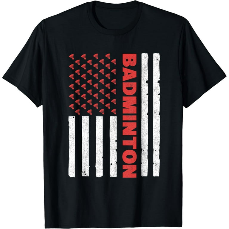 Vintage Retro American Flag Badminton T-Shirt Vintage Retro American Flag Badminton T-Shirt