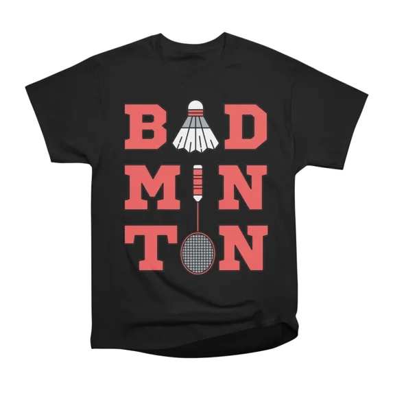 Badminton Typography Shuttlecock and Racket Sports Jersey Player T ...