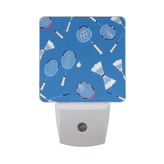 Badminton and Battledore LED Night Light with Smart Sensor Plug Into Wall Dusk to Dawn 2 packs