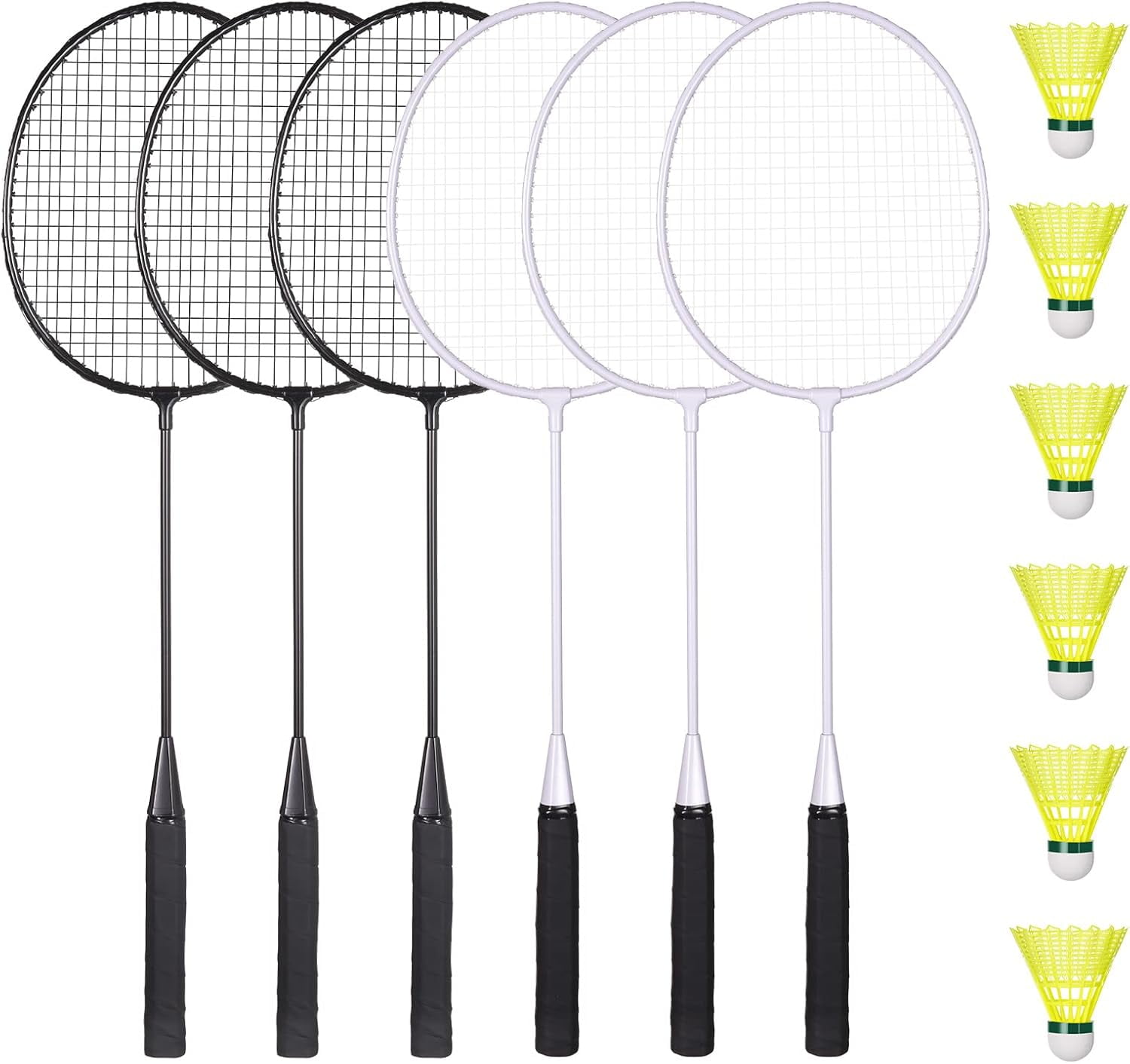 Badminton racket set, including 6 shuttlecocks, lightweight set of 6 ...