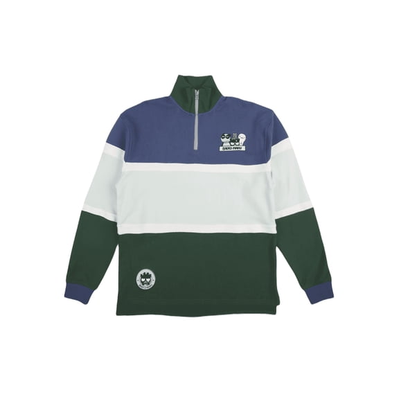 Badtz-Maru Character Logo Adult Colorblock Long Sleeve Quarter Zip Sweatshirt XL