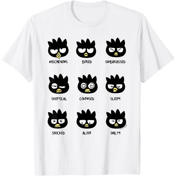 Badtz Maru Different Moods DTG Print Unisex T-Shirt,White Color,Size 5-6T