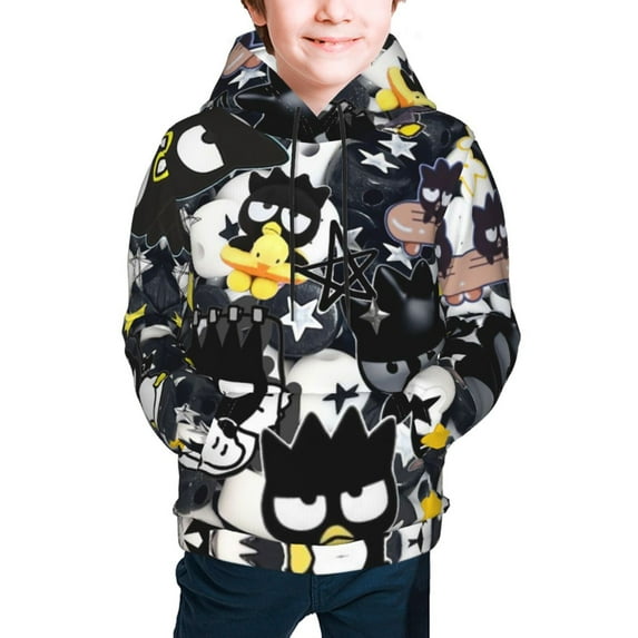 Badtz Maru Hoodie 3D Print Pullover Hooded Long Sleeve Sweatshirts Tops Blouse with Pocket for Boys Girls Large