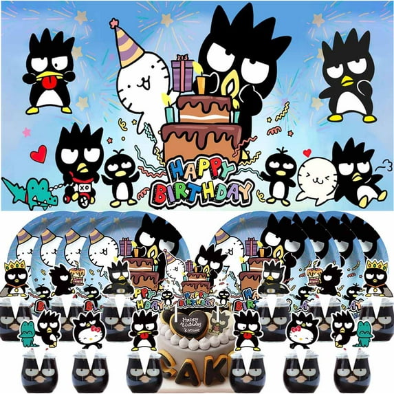 Badtz Maru Party Supplies Birthday Decorations Plates Banner Kids Cake Toppers Set Decor