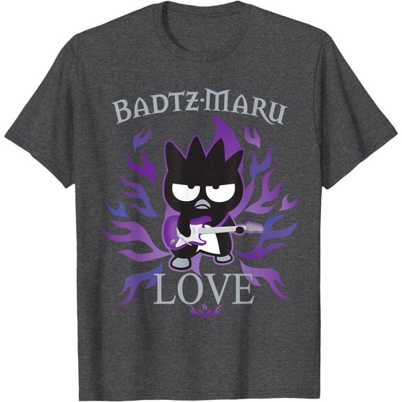 Badtz Maru Rock Star Love DTG Print Unisex T-Shirt,Dark Heather Grey Color,Size M